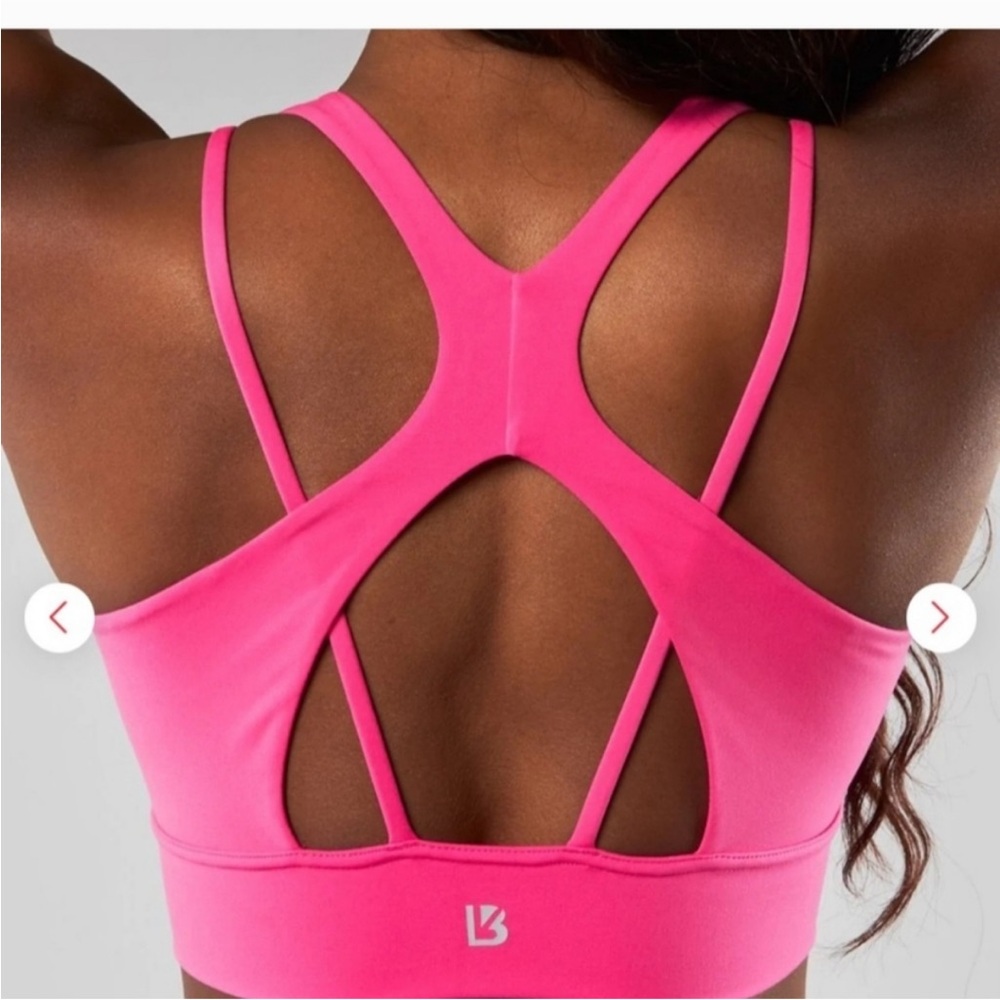 XS Buffbunny hot pink siren sports bra with multi-strap back
